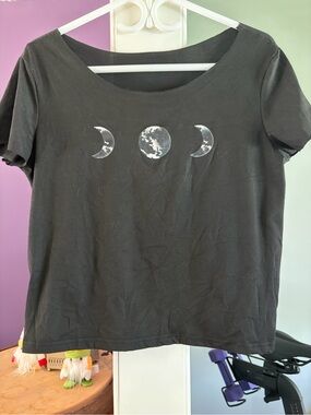 Women's Black Moon Phase Short Sleeve Tee
